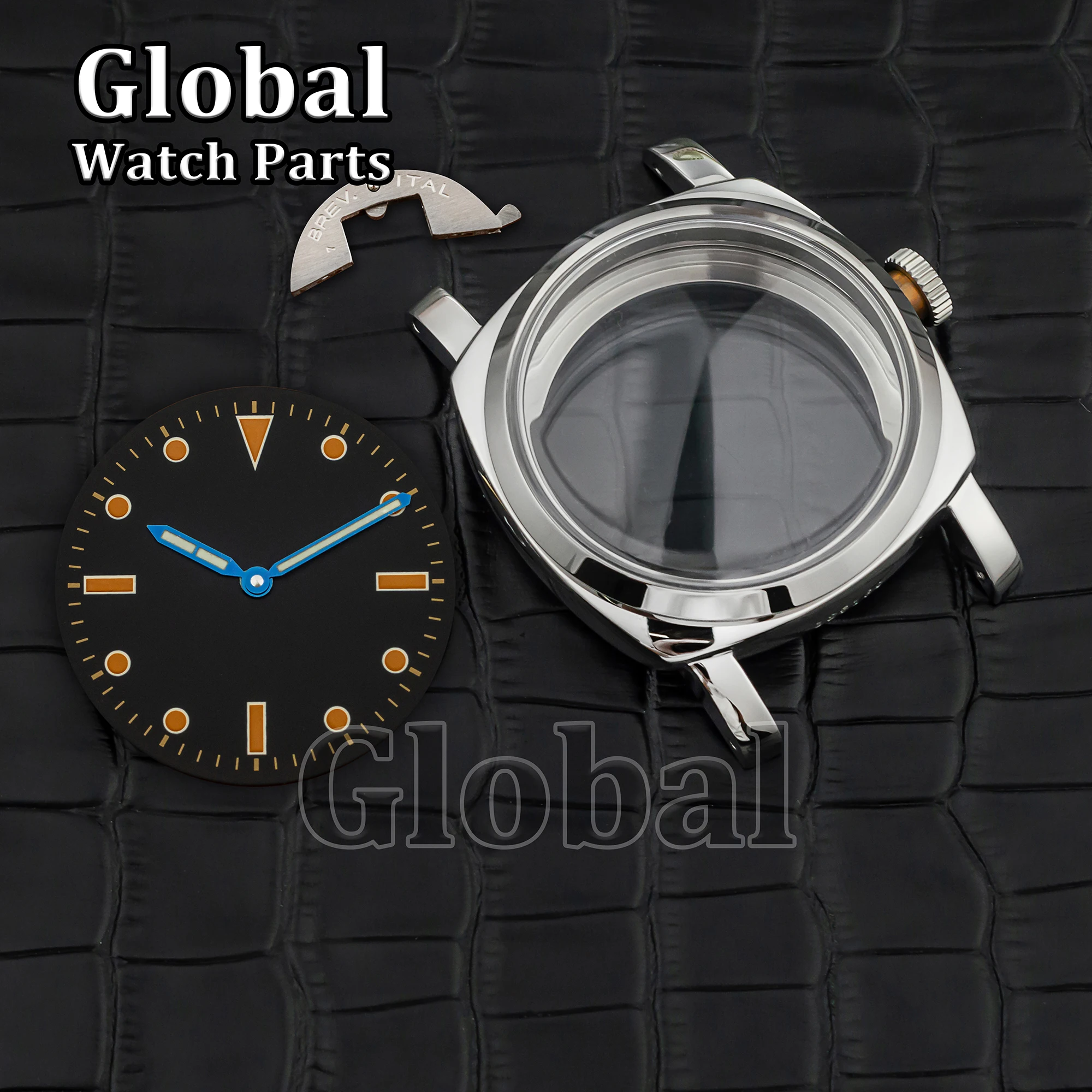 

for PAM 6152 Stainless Steel Vintage 47mm Watch Case 39mm Dial Hands 10ATM Waterproof Case Fit ETA 6497/6498 ST3600 Movement