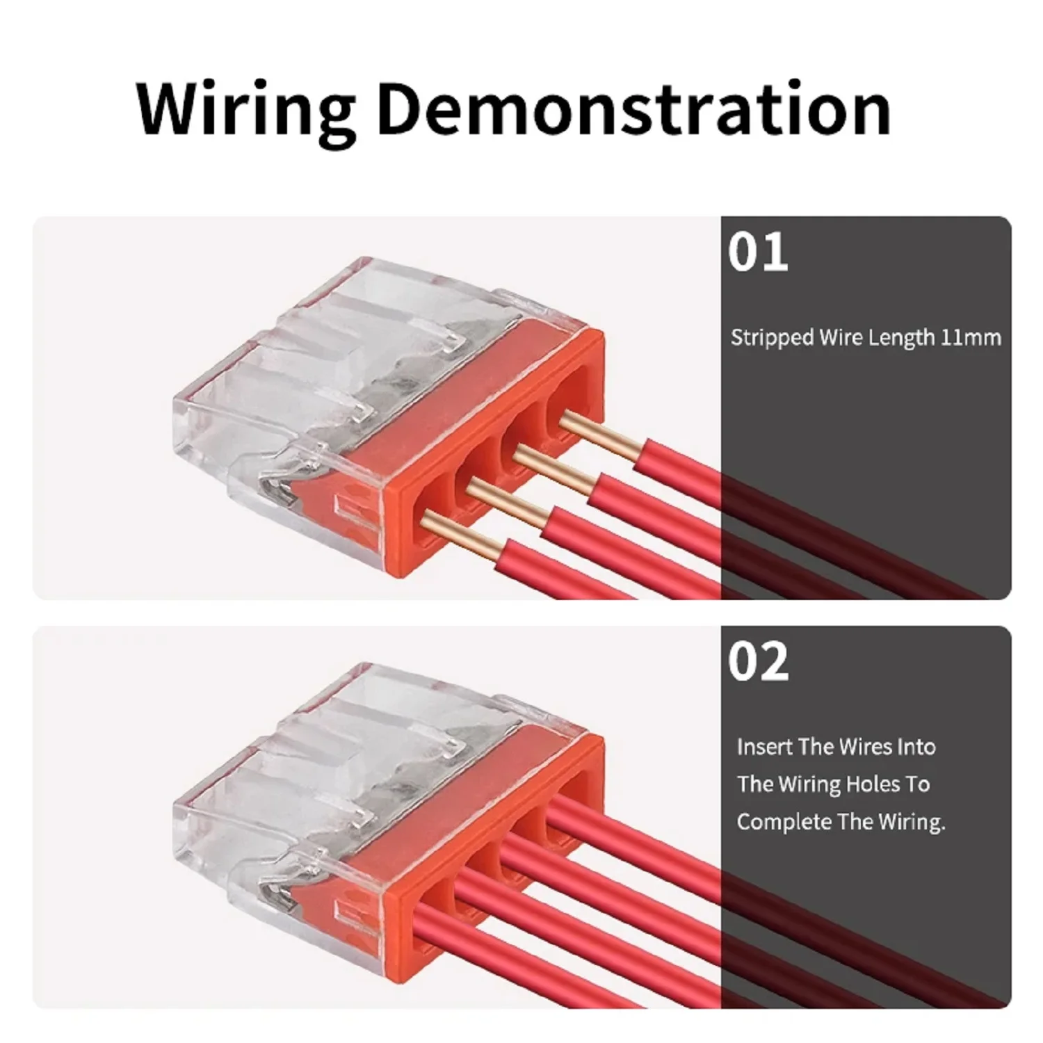 50PCS 2/3/4/5 Pin Fast Easy wire splicing Connector Terminal Block Compact Push-in Conductor Wiring Connector AWG 20-14 view 4