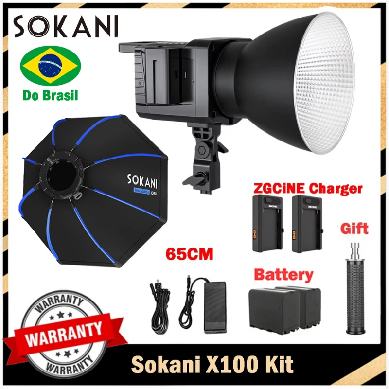 【DO BRASIL】 Sokani X100 100W Bi-Color RGB LED Video Light APP Controle Bowens Mount Iluminação para gravação de vídeo ao ar livre