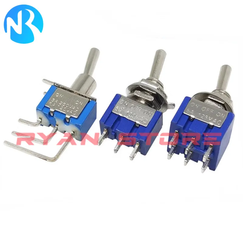 2PCS Toggle Switch MTS 102 103 202 203 102-C4 ON-OFF-ON / ON-OFF 3Pin 3Position Latching 125V/6A 250V/3A Power Button Switches