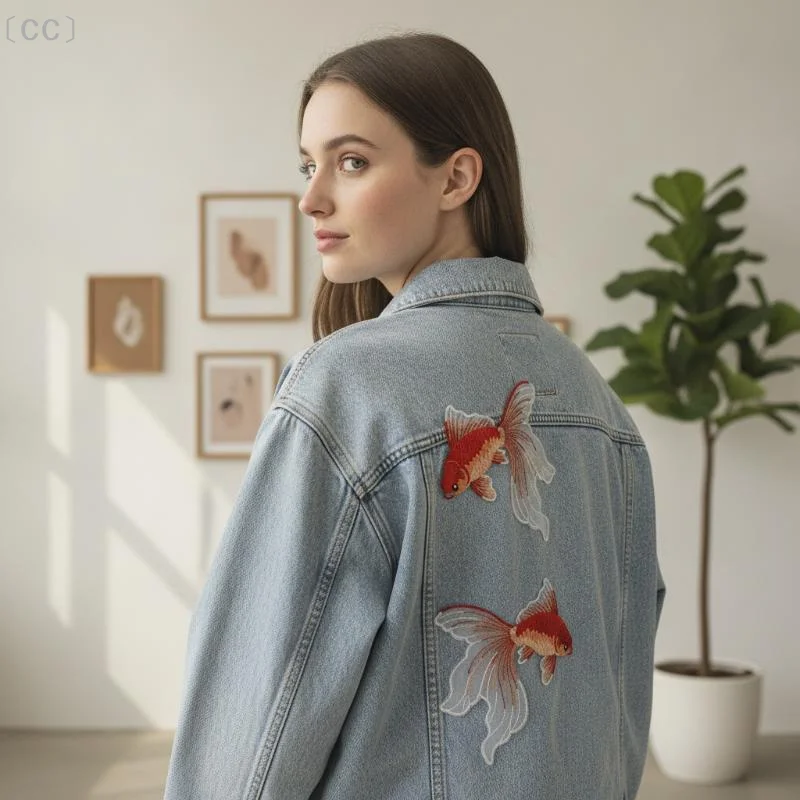 〔CC〕2Pcs Multi-Color Goldfish Embroidery Patches Fabric For T-Shirt Bags Hats Accessories DIY Iron On Stickers Repair〔88〕