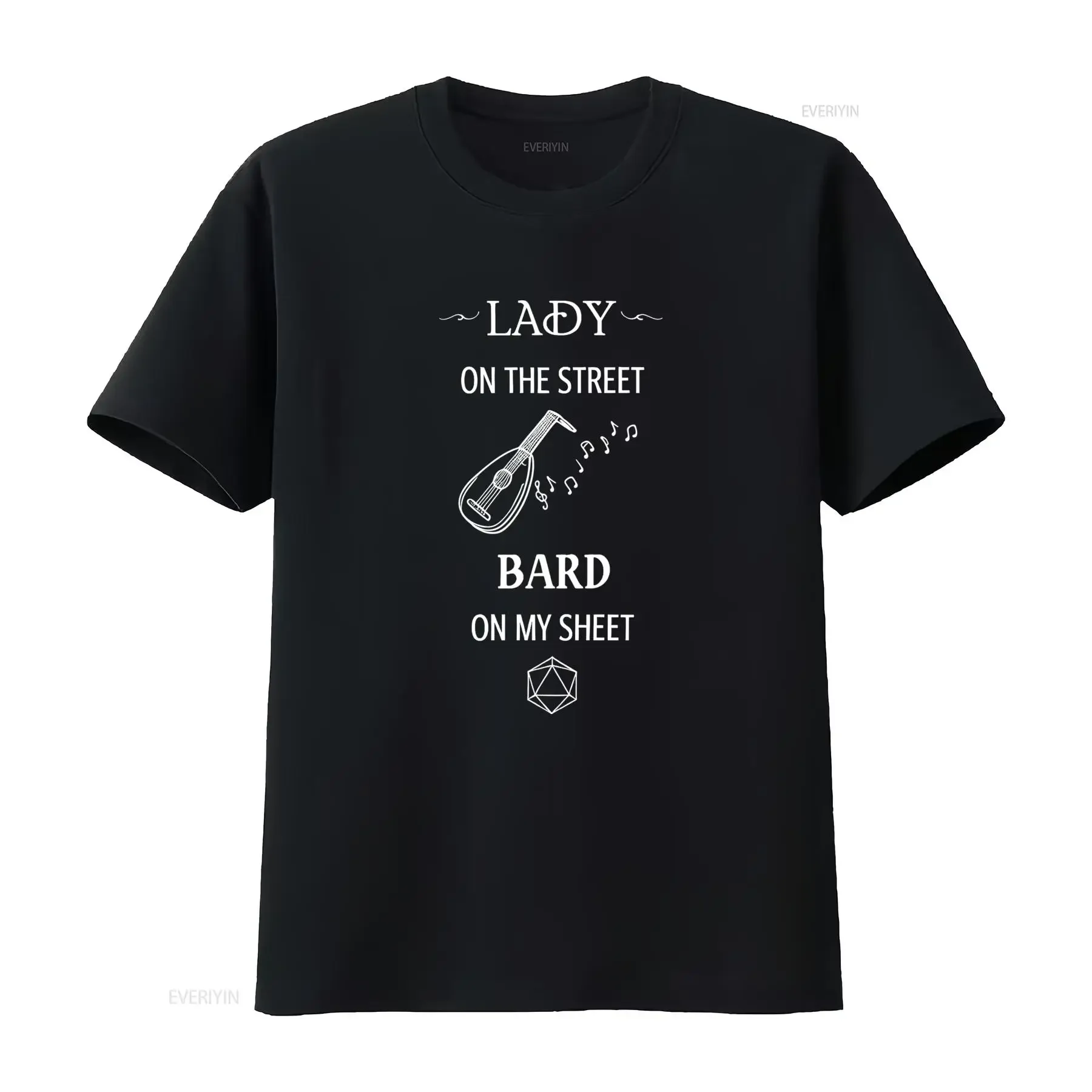 Funny DnD Bard Slogan D20 Dice Print Casual T Shirt vintage Washed Unisex streetwear Breathable Comfortable designer clothes