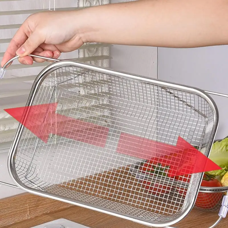 Over Sink Dish Drying Rack Extend Stainless Steel Sink Strainer Drain Fruit Storage Organizer Fruit Vegetable Washing Drainer