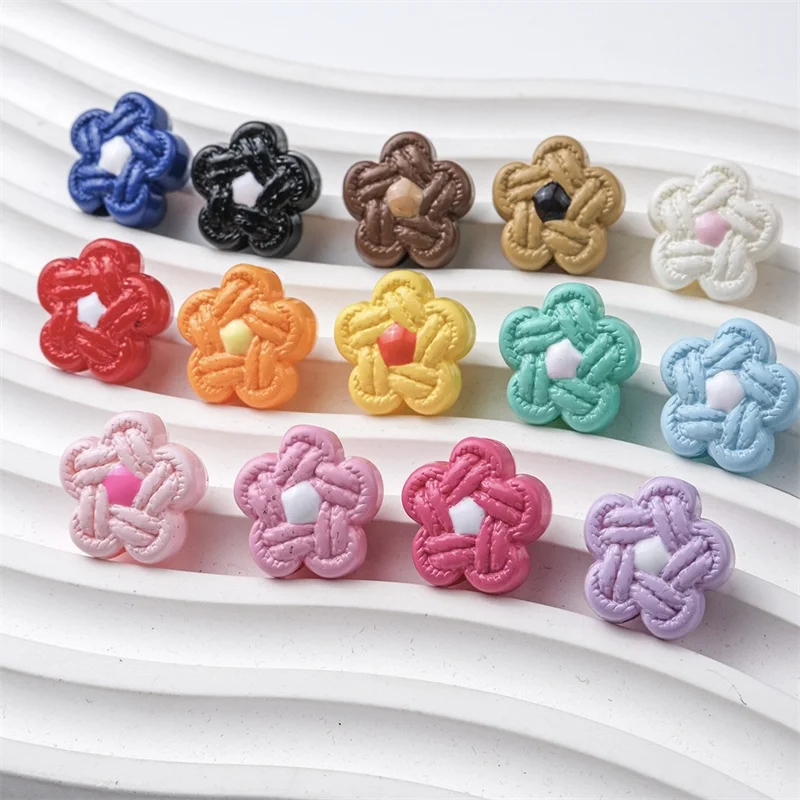 

Wholesale 100pcs/lot 17*16mm color print cartoon flowers shape acrylic straight hole beads diy jewelry garment accessory