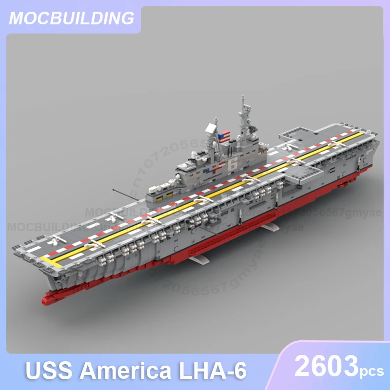 

USS Америка LHA-6 модель MOC строительные блоки DIY сборка кирпичей транспортная коллекция дисплей креативные игрушки подарки 2603 шт.