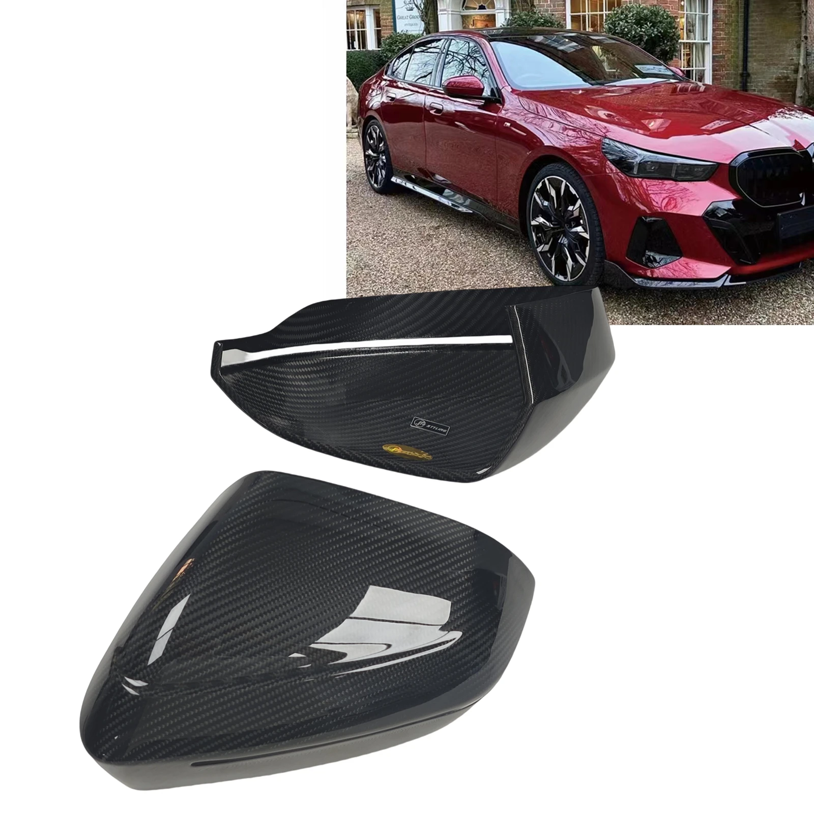 Real Carbon Fiber Rear View Mirror Cover For BMW 5 7 Series i5 i7 G60 G61 G68 G70 M5 G90 2023+ LHD Exterior Rearview Cap Shell