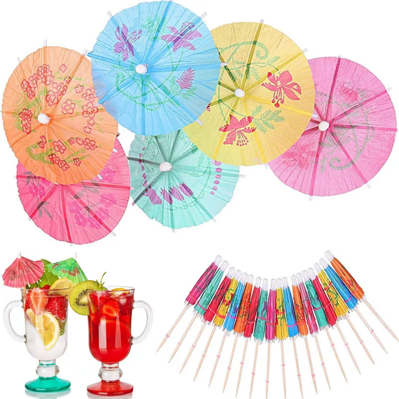 20/50PCS Regenschirm Cocktail Trinken Zahnstocher Tropical Geburtstag Party Sommer Strand Hawaii Party Hochzeit Decor Obst Pick Up Sticks
