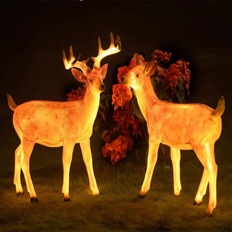 Simulated elk-shaped scenic spot light, park square lawn lighting decorative light, luminous deer park light
