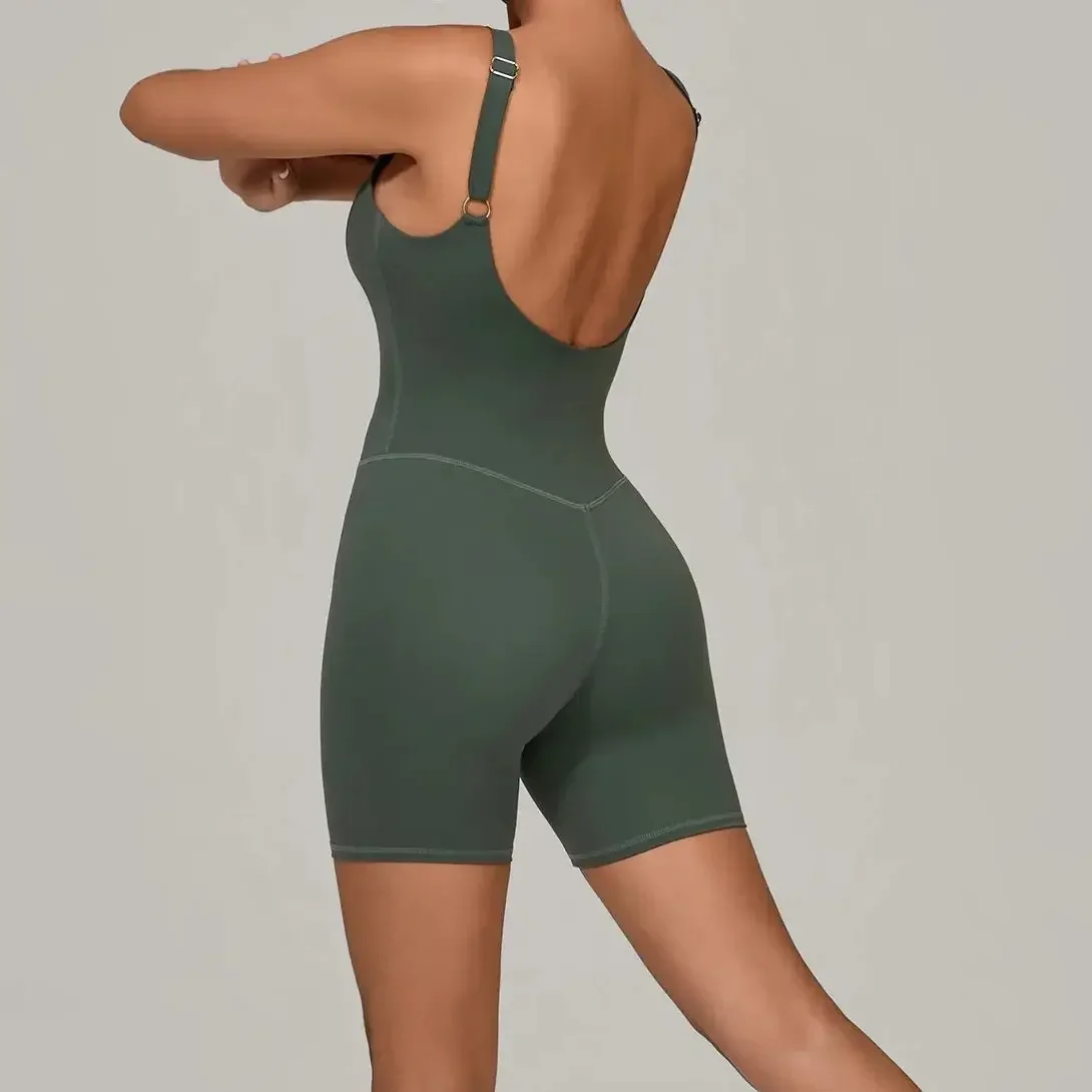 

Women's Yoga Jumpsuit Quick Drying Nude Sports Adjustable Shoulder Straps Women Gym Clothing Push Up Workout Stretch Sportswear