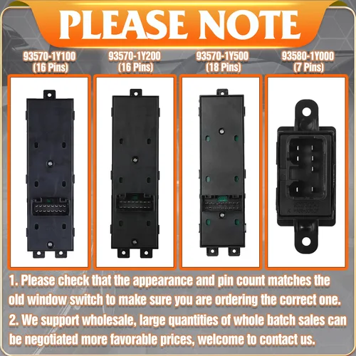 Imagen 2 del producto Piezas para Kia Picanto 2011-2017 Kia Morning botón de interruptor de Control de ventanilla eléctrica 93570-1Y100 93570-1Y200 93570-1Y500 93580-1Y000