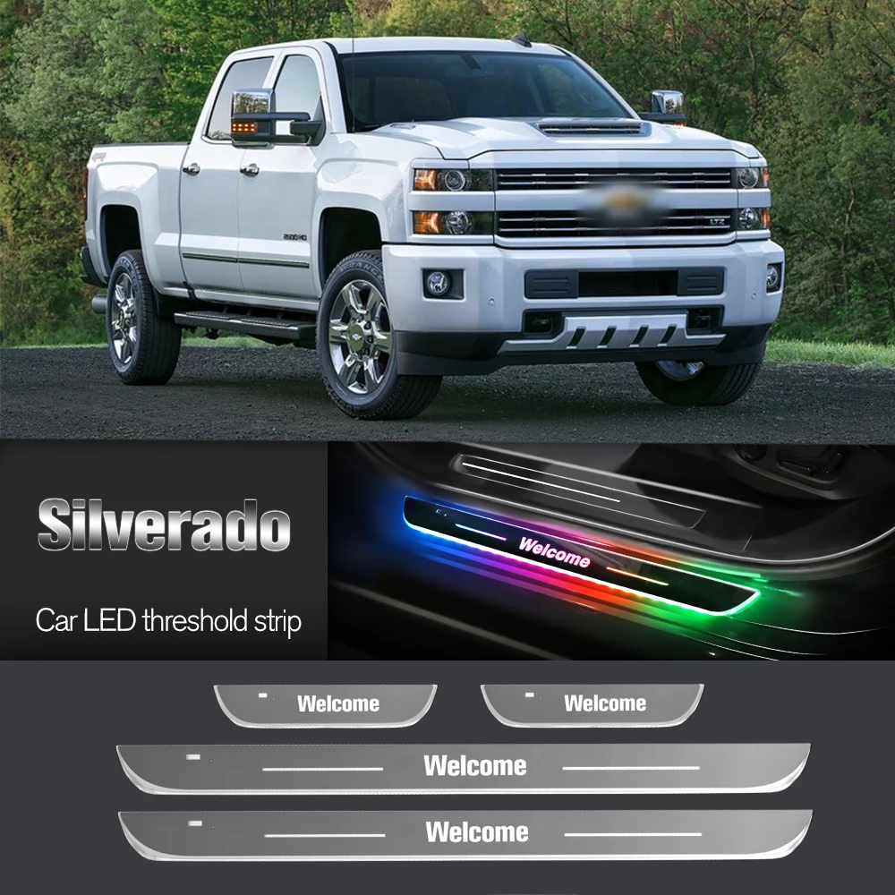 

Car Door Sill Light For Chevrolet Silverado 1995-2023 2000 2024 Customized Logo LED Welcome Threshold Pedal Lamp Accessories