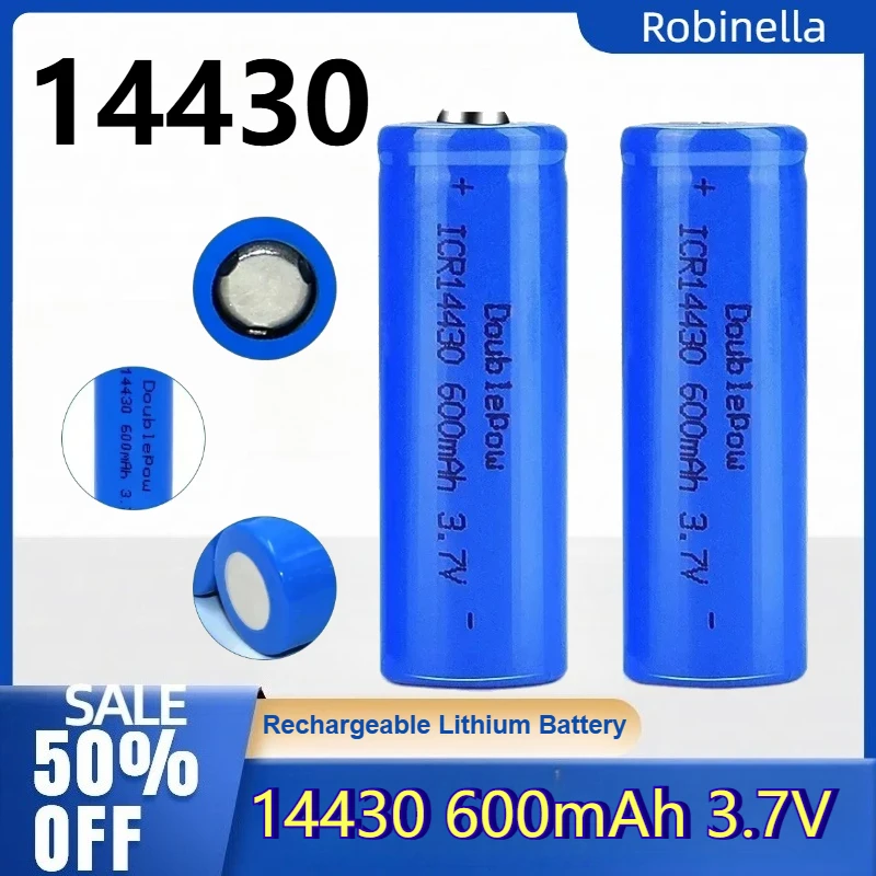 Stable Power 14430 3.7V 600mAh Rechargeable Battery ICR14430 for Beauty Instrument, Massager, Sprayer, Speaker 14430 Battery