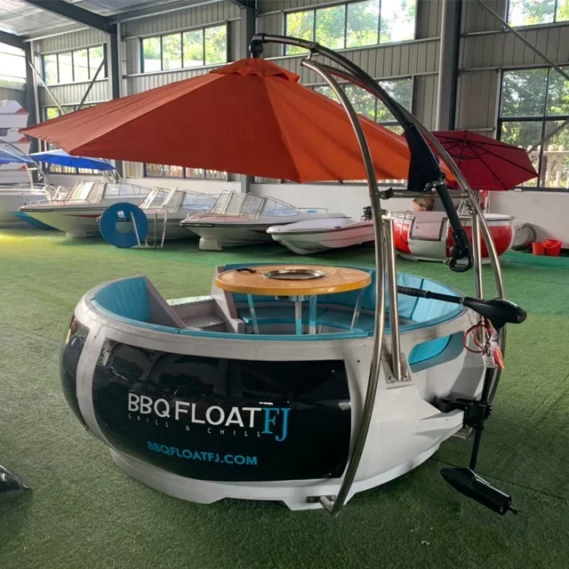 High Quality Multifunctional Floating Barbecue Boat Party Restaurant Water Electric Grill Leisure cute popular Bbq Donut Boat