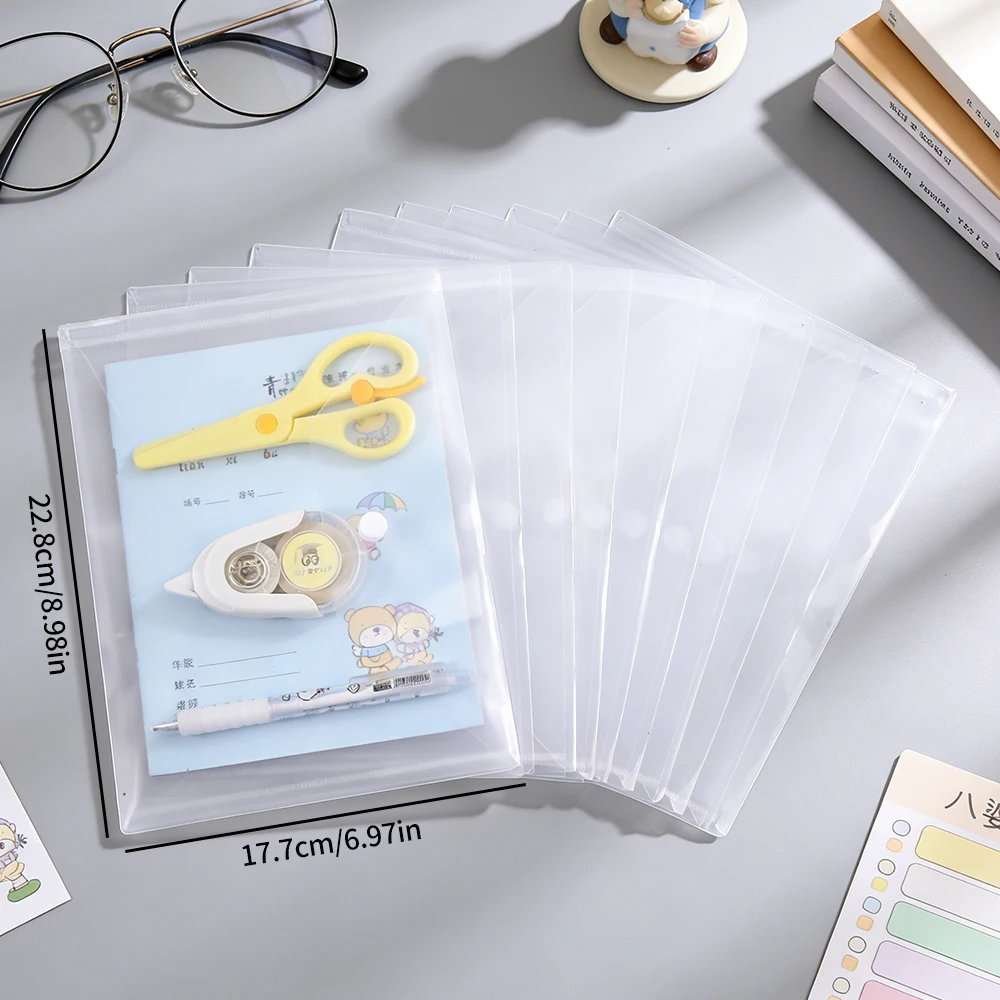 6pcs Transparent Thickened Closure File Pouches, A5 Size, Suitable for Office, Study, Stationery, Receipts, and Document Storage view 5