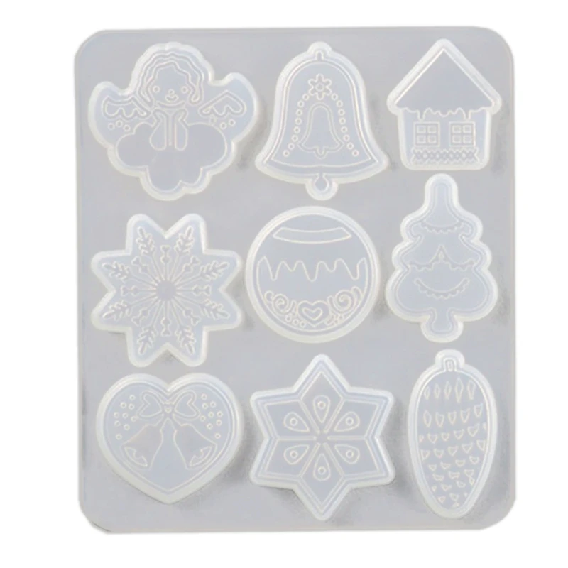 Holiday DIY Resin Crystal Resin Mold Snowflake Elk Pendant Keychain Jewelry Resin Silicone Mold Set