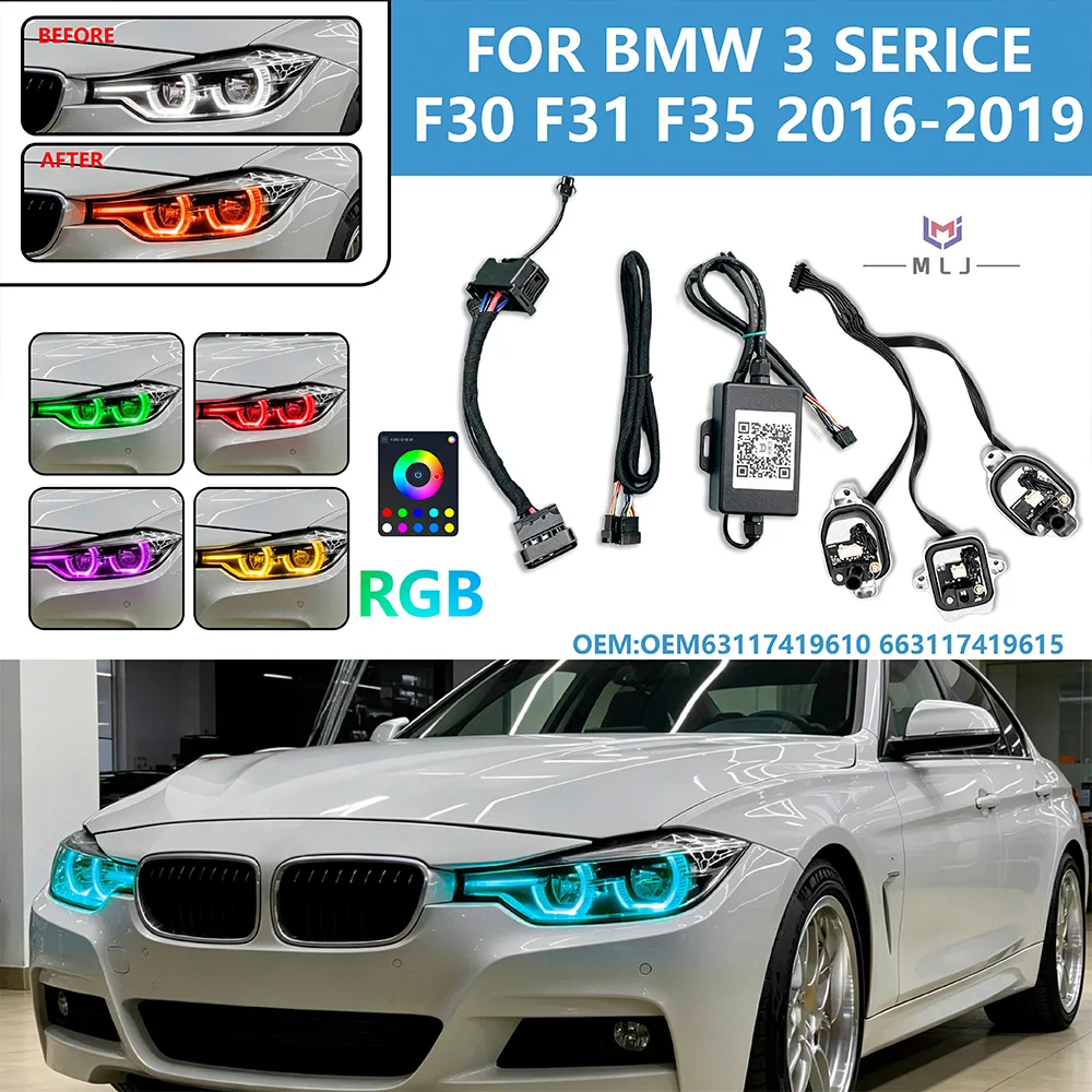 63117419610 63117419615 Headlight Multi Colors RGB DRL Module With Heatsink Plug And Play For BMW 3 Series F30 F31 F35 2016-2019