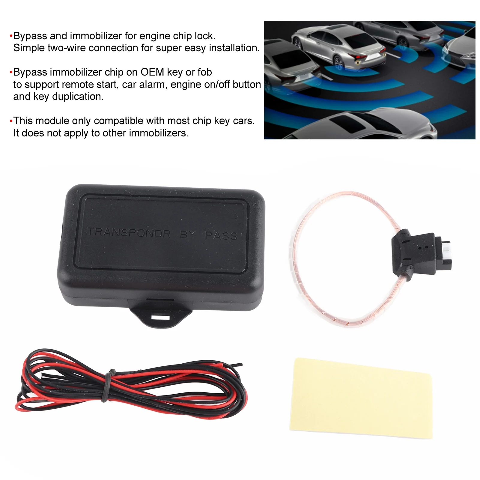 12V Immobilizer Bypass Car Immobilizer Bypass Module Chip Key Release for Remote Engine Start Stop 12V  Chip Key Bypass