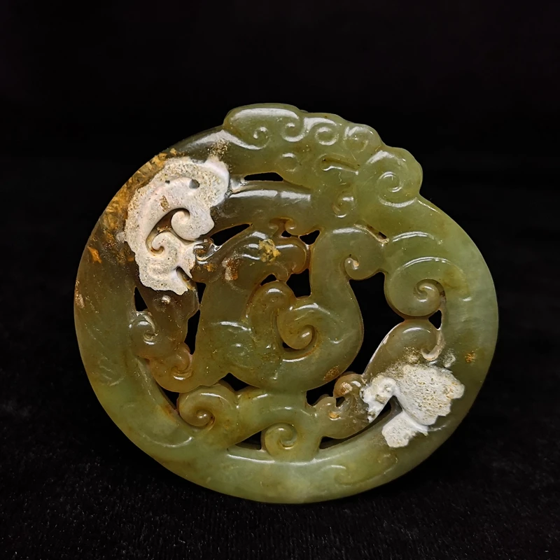 

2.8 Inch Old Chinese Jade Hand Carved Dragon Phoenix Statue Pendant Collection