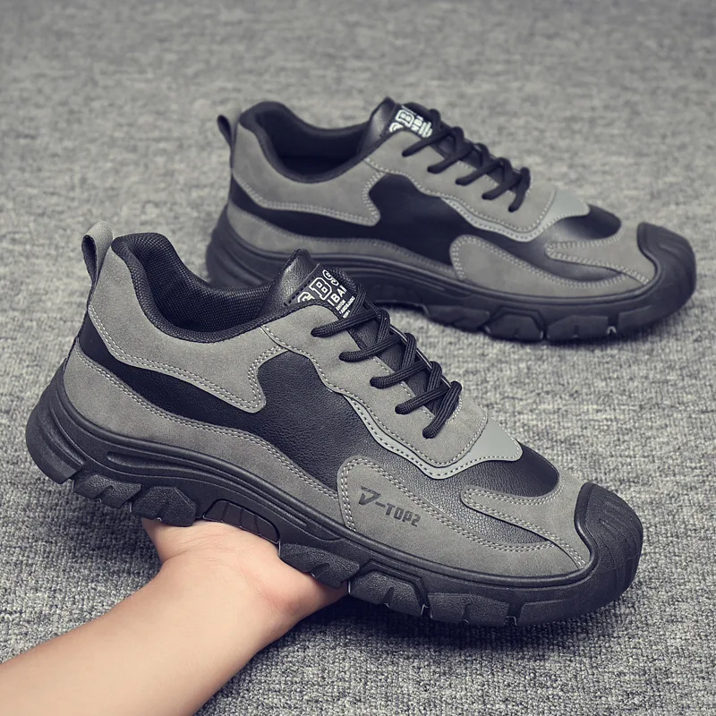 Men's shoes with plush labor protection shoes  fashionable workwear shoes with cotton insulation for men