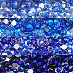 A3 Glass Flatback Rhinestones Lt.Sapphire Capri Blue Montana Sapphire AB SS10-SS12 Non Hotfix for Nail Clothing Decoration DIY