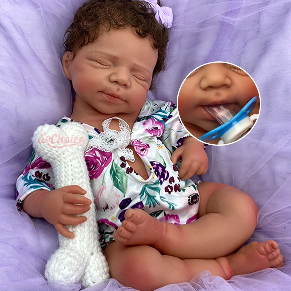 20Inch Open Mouth Pascale Silicone Reborn Baby Doll With Rooted Hair Realistic Weighted Full Soft Doll for Collector Gift