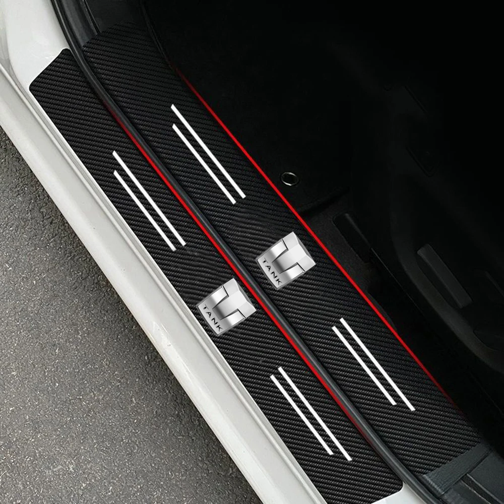 Car Door Sill Carbon Fiber Sticker Threshold Side Anti Scratch Tape Waterproof Decal for Great Wall GWM WEY Tank 300 500 Tank300