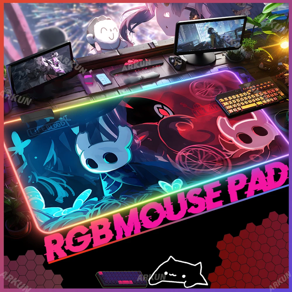 

RGB Hot Soul-Like Action Game Popular Hollow Knight Laptop Accessories Mouse Pad Large LED Gamer Gaming Deskmat Mousepad Pc Pad