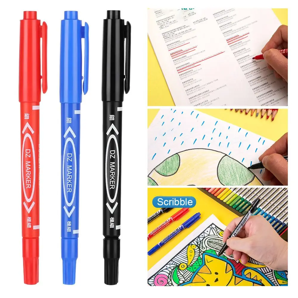 

Перманентный маркер с двойным наконечником, тонкие водостойкие чернила с тонким перьевым наконечником, черные чернила 0,5 мм-2 мм, тонкий цвет, 10 шт./коркор.