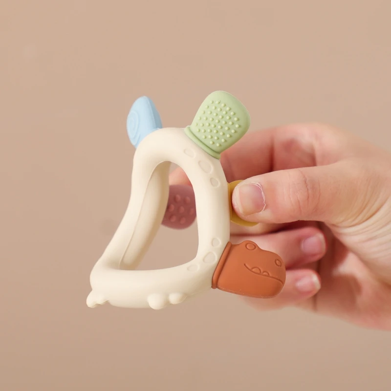 BPA-freier Baby-Dinosaurier-Beißring aus Silikon, sensorisches Spielzeug, leicht zu greifen, Babypflege, lebensmittelechtes Babyspielzeug, Geschenk für Neugeborene, Babyzubehör – Detail 13