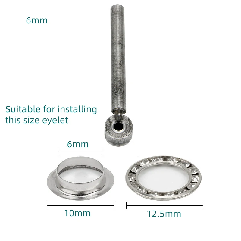 6 & 9ミリメートル真鍮ラインストーングロメットアイレットインストールツールダイス手ノックツール革シューズバッグキャンバスドレスアイレット
