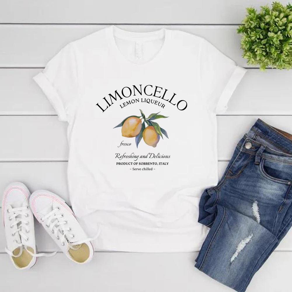 Limoncello T-Shirt Italy Lemons T-shirt Women Short Sleeve O-neck T-shirts Graphic T Shirts Amalfi Coast Italian Summer Tops