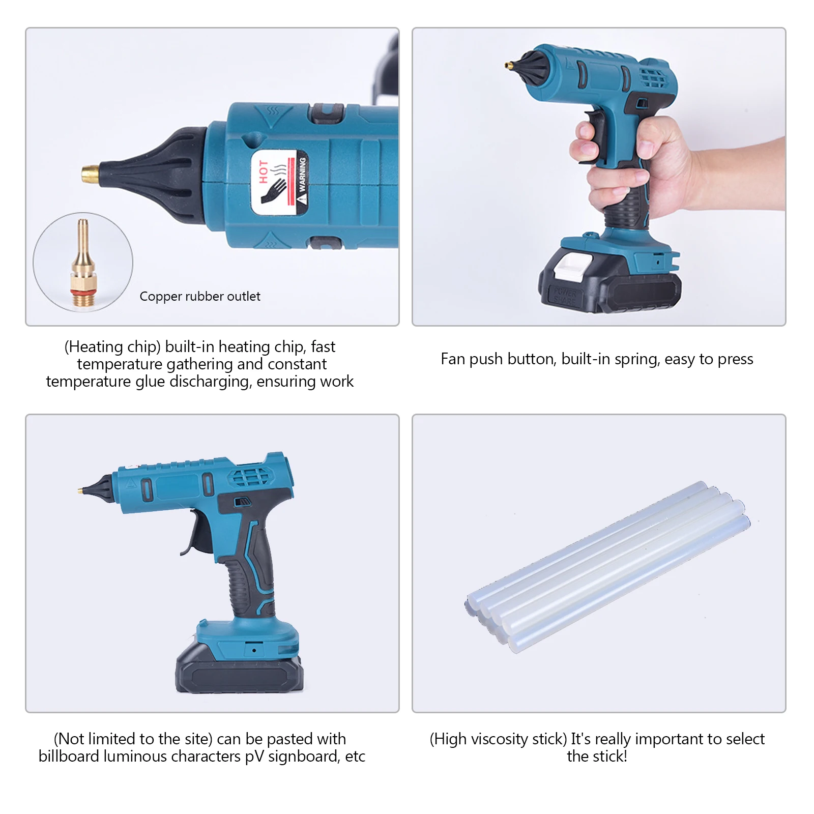 100W Wireless Hot Silicone Gun Electric Professional Hot Glue Gun Cordless Thermal Glue Hun with Glue Sticks for Home DIY Repair