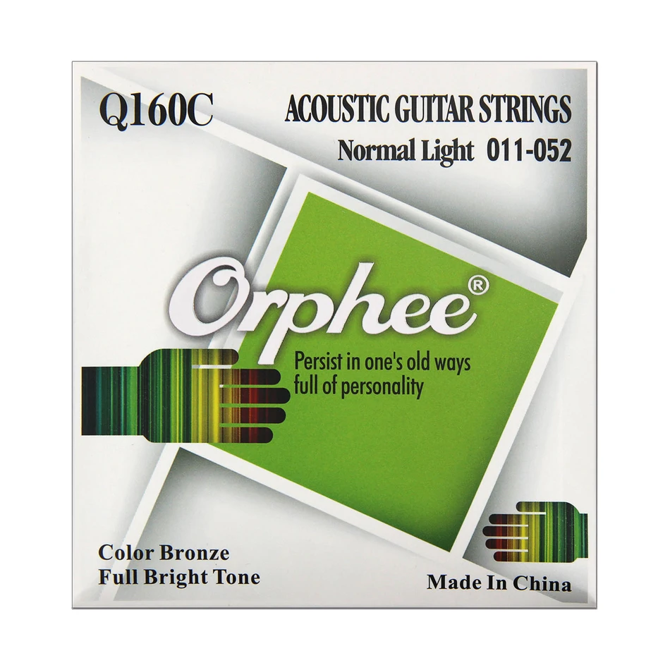 Orphee Q160C مجموعة أوتار صوتية ملونة أوتار جيتار صوتي برونزية أوتار تغليف مفرغة أجزاء الجيتار الشعبي وملحقاتها