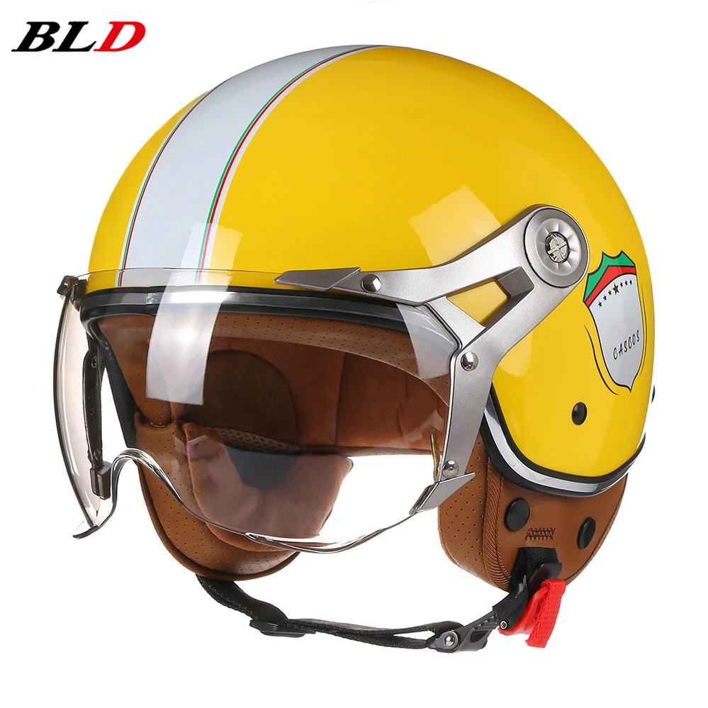 Retro 3/4 Open Face Helmet Vintage Jet Safety Riding Casque Moto Sun Glasses Cafe Racer Helmet Dot Approved Cascos Para Moto