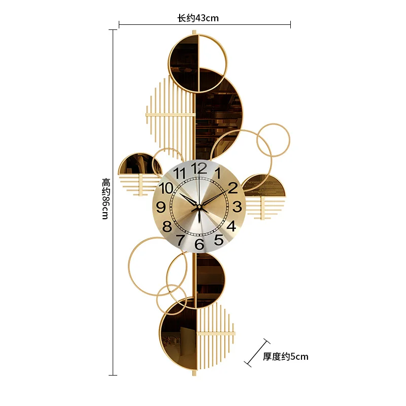Imagem -05 - Criativo Ferro Forjado Relógio de Parede Decorações para Casa Relógio Pingente Sala de Estar Estudo Metal Relógio de Quartzo Silencioso