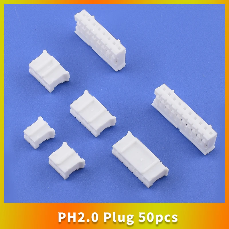 50pcs PH2.0mm Socket Connector Pin Header Straight Pin 2p-12p