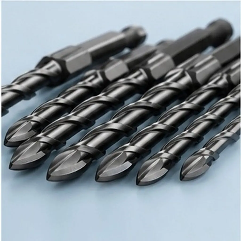 4-Flute Hard Alloy Drill Bit Set for Glass, Ceramic, Tile, Concrete & Wood – 7-Piece Multipurpose Spiral Design