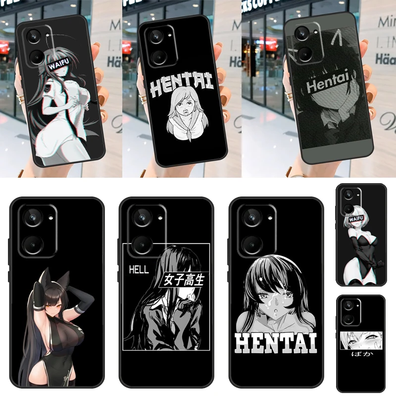 Étude et recommandation du cas de téléphone pour Realme GT Neo 5, 3T, 2T, 9, 10, 11 Pro Plus C21Y C11 C15 C25 C30 C31 C35 C55 C33 cas de fille Hentai Harajuku