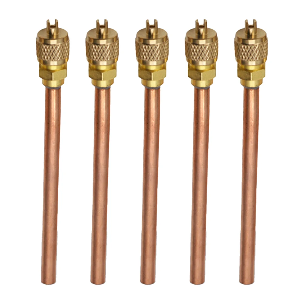 

5pcs HVAC Maintenance Valve Copper Core Refrigeration Check Fluoride Nozzle Straight Through One-way 119mm Length