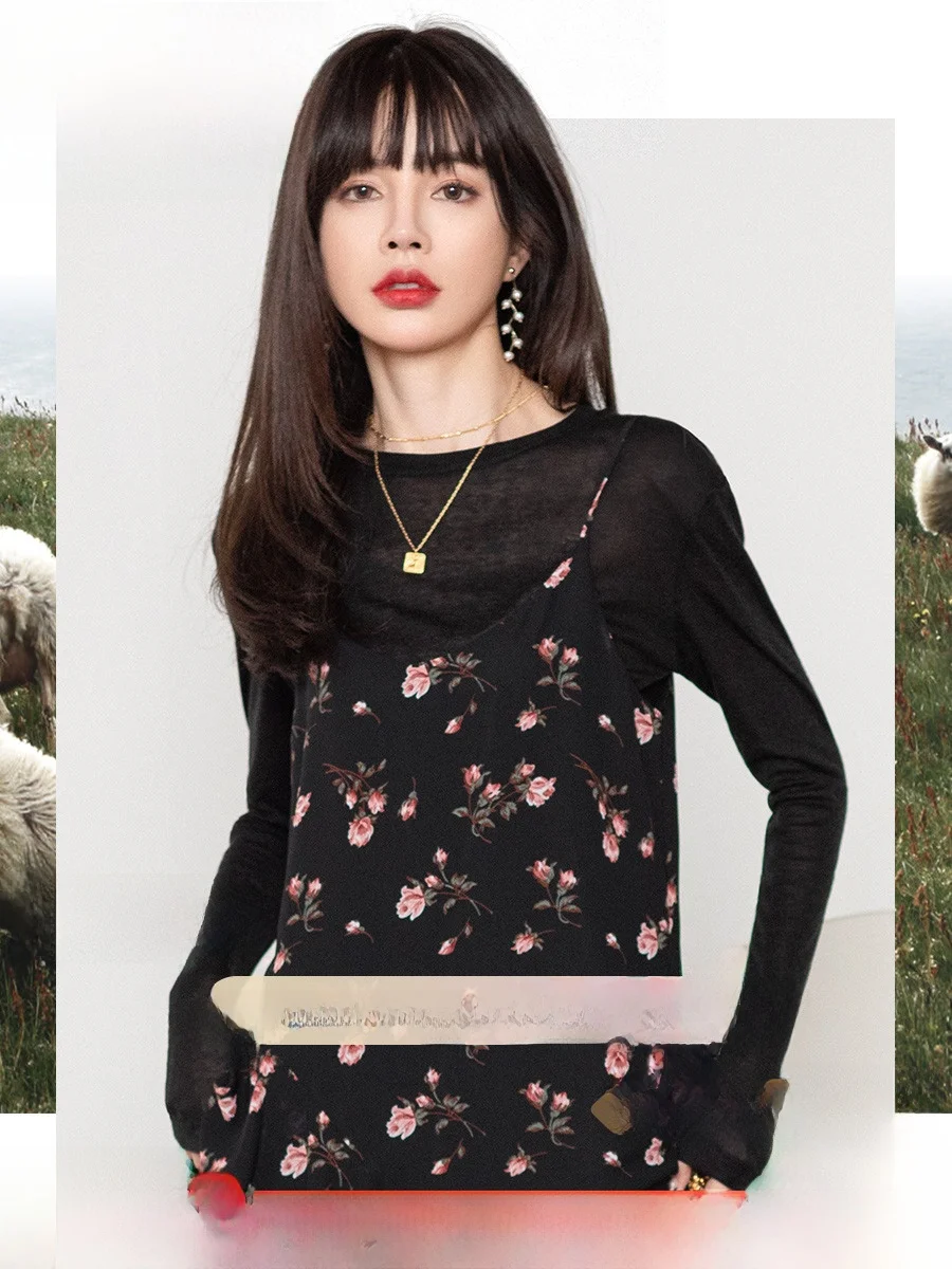 

ROCO женский облегающий трикотаж Camere, весеннее издание, длинный све, круглая, тонкая модель, мягкий шерстяной топ, винтажный сле