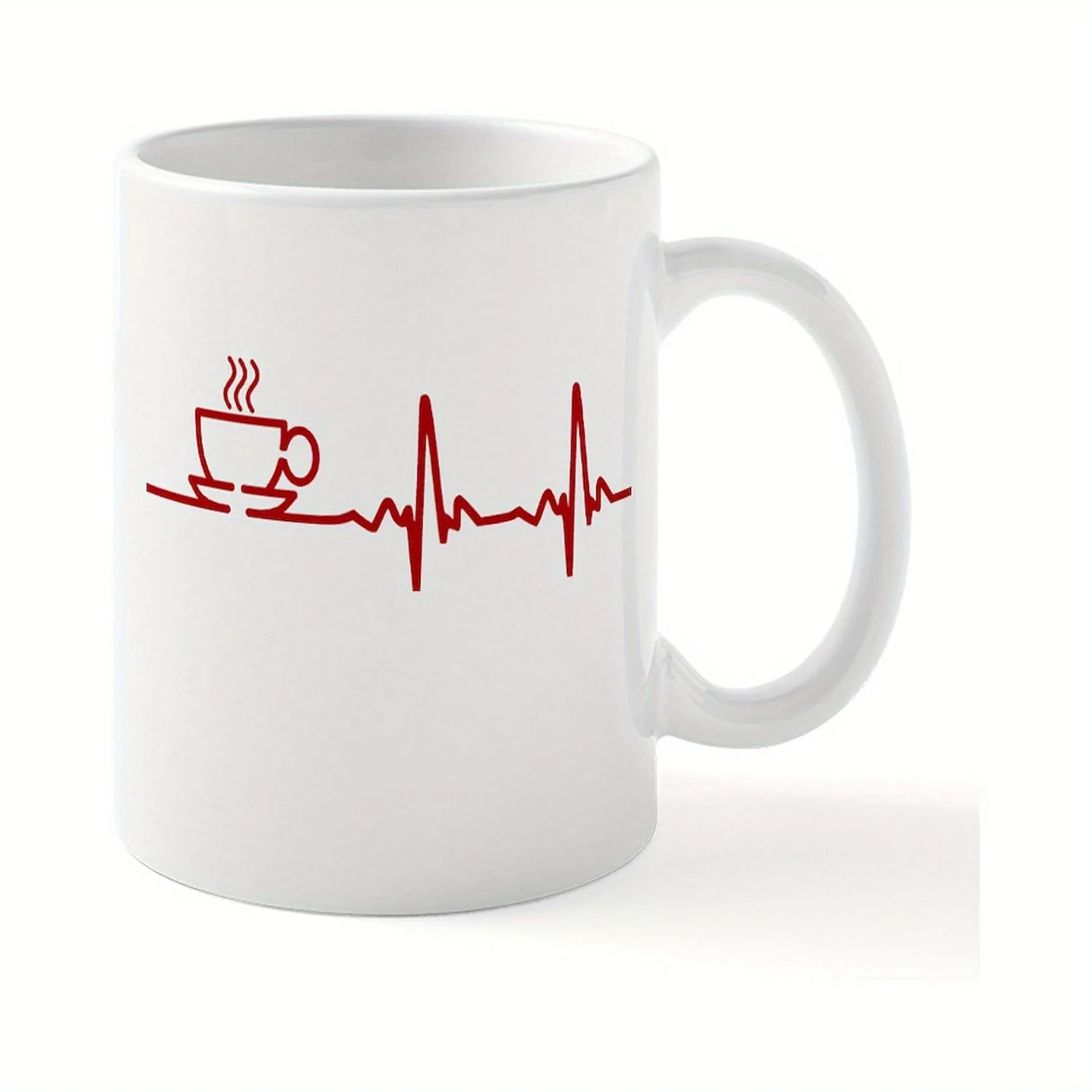 

1 белая керамическая кофейная кружка с графикой Heartbeat EKG — 11 унций, идеально подходит для Дня святого Валентина, дней рождения или вашего домашнего офиса