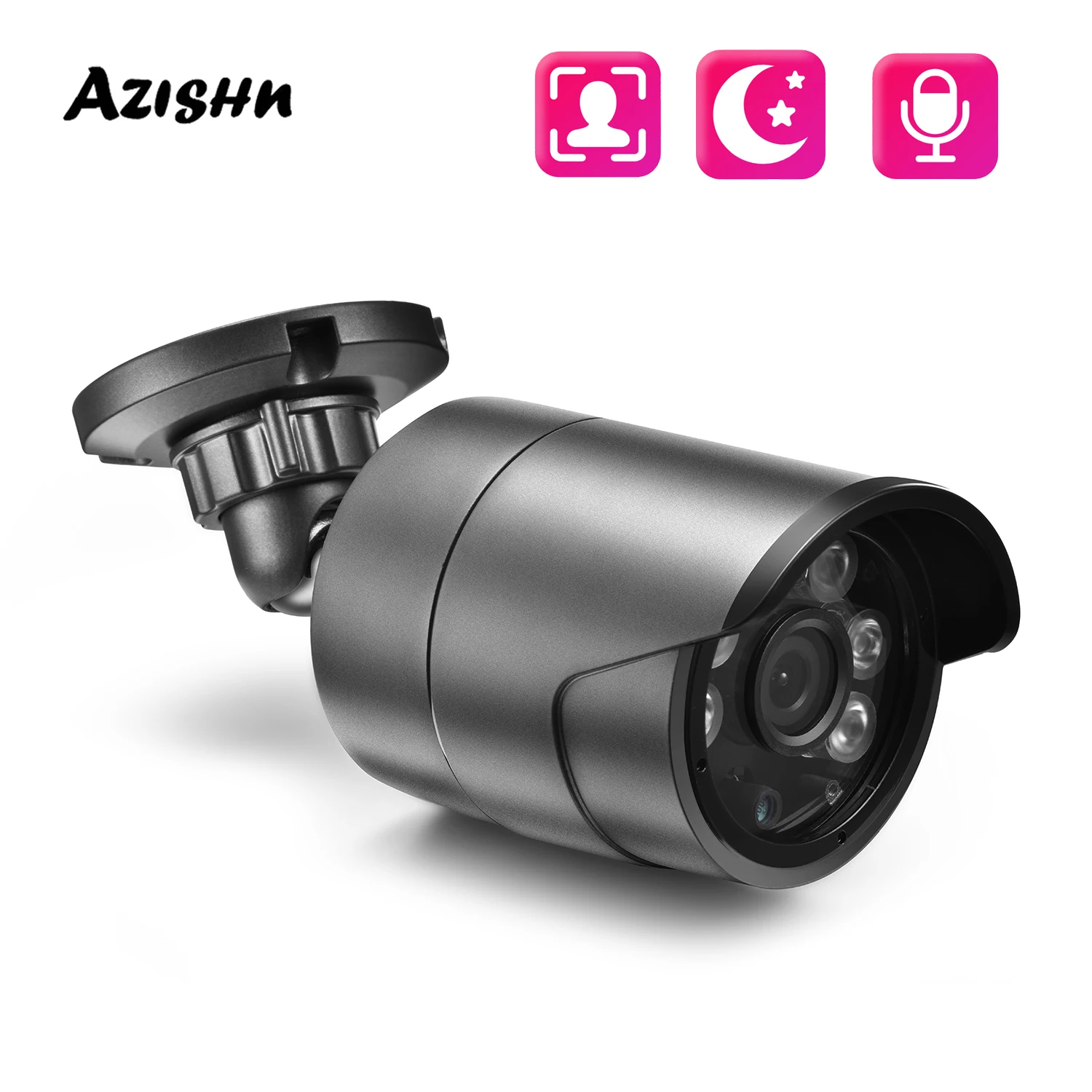 

AZISHN Security Face Detection Camera 8MP 5MP IP/Network Wired Camera Outdoor H.265+Audio Record Surveillance With Email Alerts