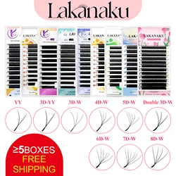 LAKANAKU  YY Lashes & W Eyelashes Pre made Individual Eyelash Extensions Ultra Soft Fluffy Fans 3D Cilios W