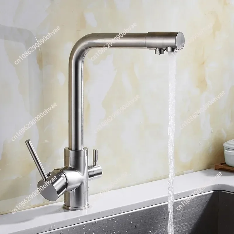 Single Handle Brass 3 Three Way Filtered Drinking Mixer Tap Water Purifier Kitchen Sink Faucet