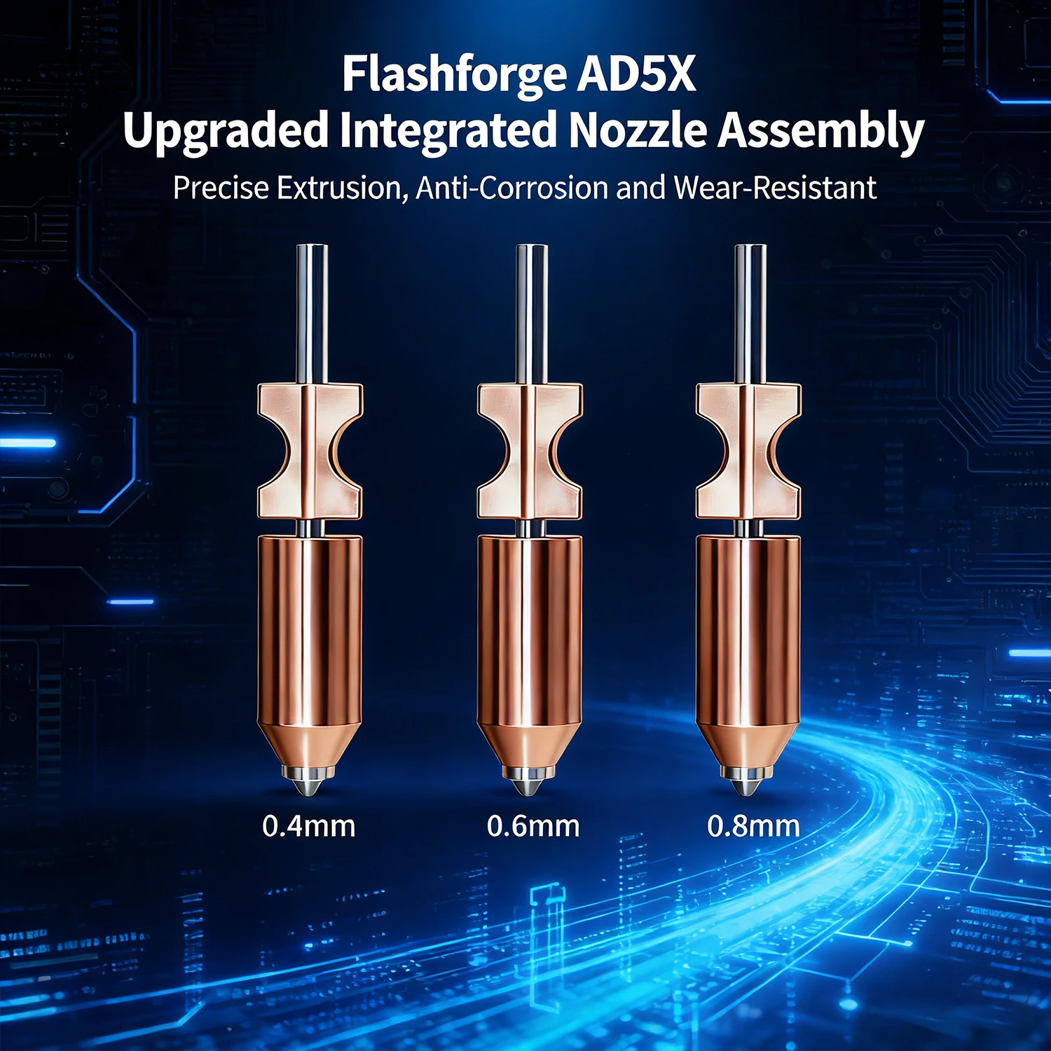 

Upgraded Integrated Harden Steel Nozzle for Flashforge Ad5x 0.4/0.6/0.8mm Hotend Nozzle Kit 32mm³/s High Flow Ad5x Accessories