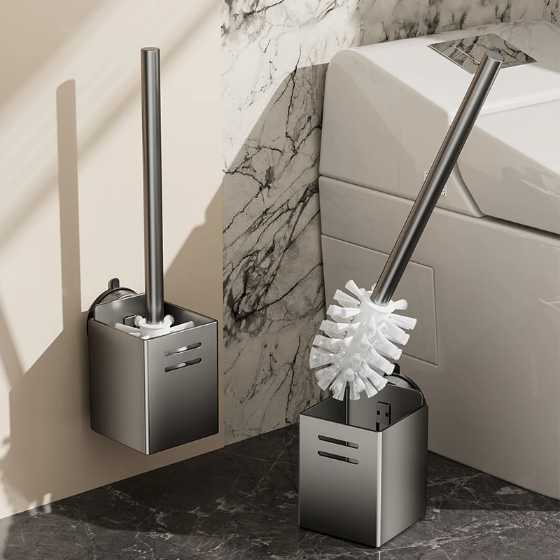 

Щетка для чистки унитаза на присоске, металлическая прочная длинная ручка, экономия места, настенное крепление, инструмент для чистки унитаза в ванной комнате, держатель щетки без дрели