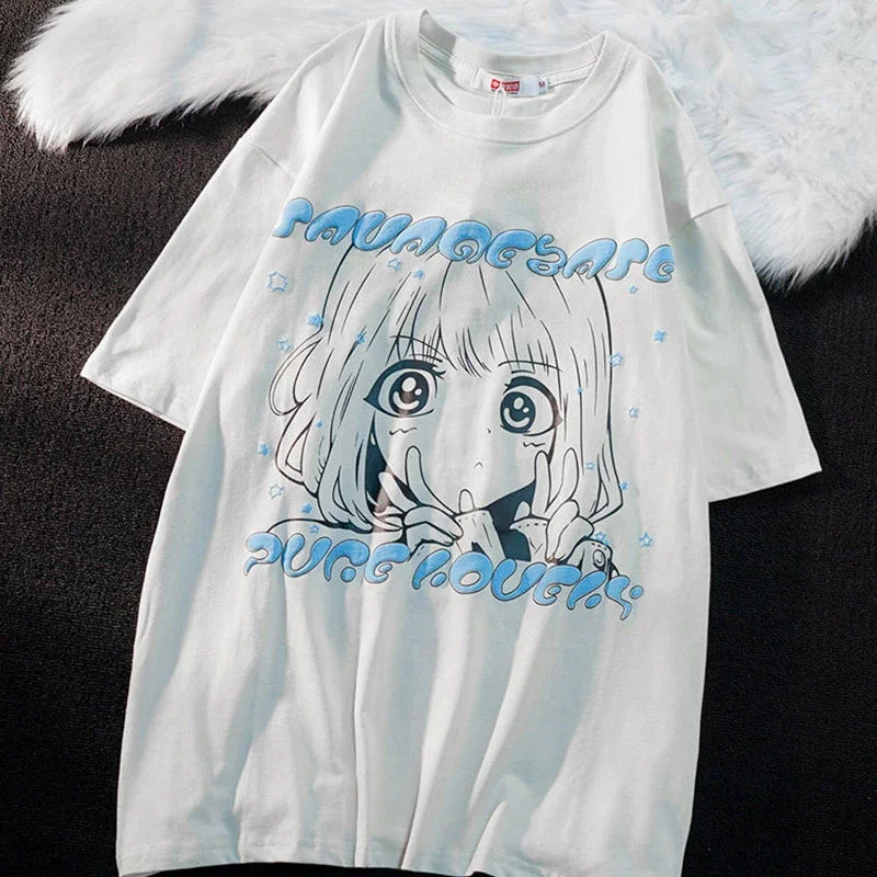 Nuove ragazze vestiti magliette del fumetto Y2k Anime maglietta delle donne stampa grafica Kawaii abbigliamento Streetwear T-shirt Harajuku Cute Tops