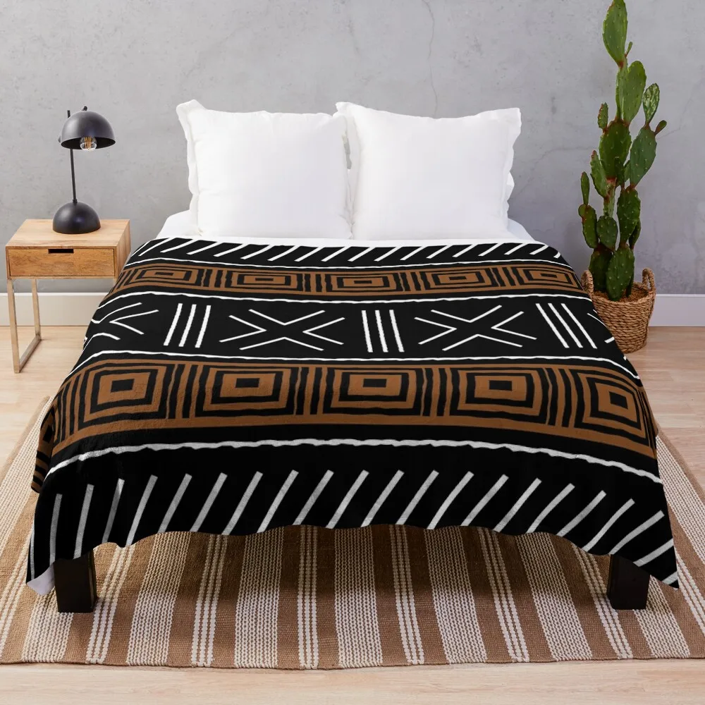 

African Bogolan Mud Cloth Design Throw Blanket Luxury Designer Blanket Luxury Brand Blanket Beach Blanket