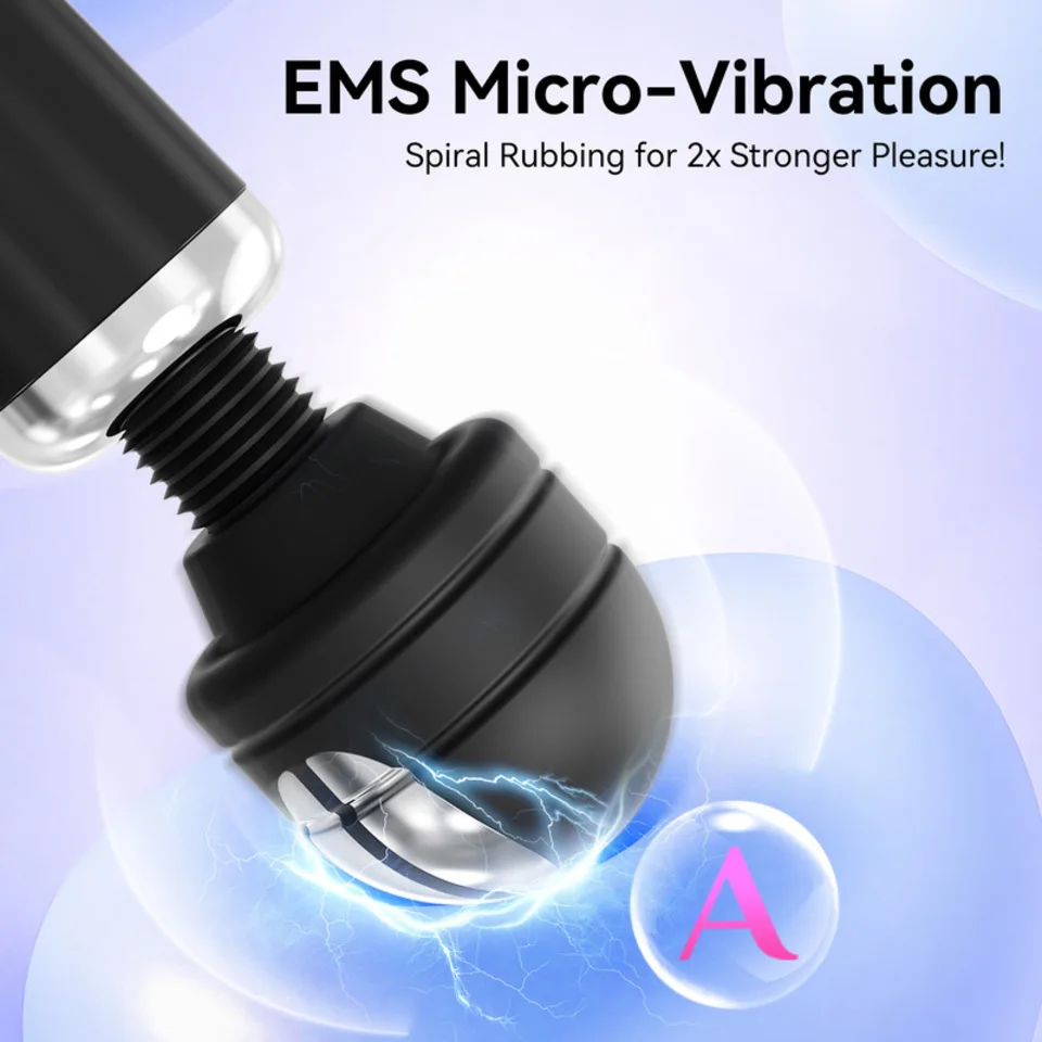 IPx6 Waterproof Portable Body Massage Stick Fascia Gun Deep Tissue Percussion Relaxation Flexible Head Low Noise EMS Model - view 3