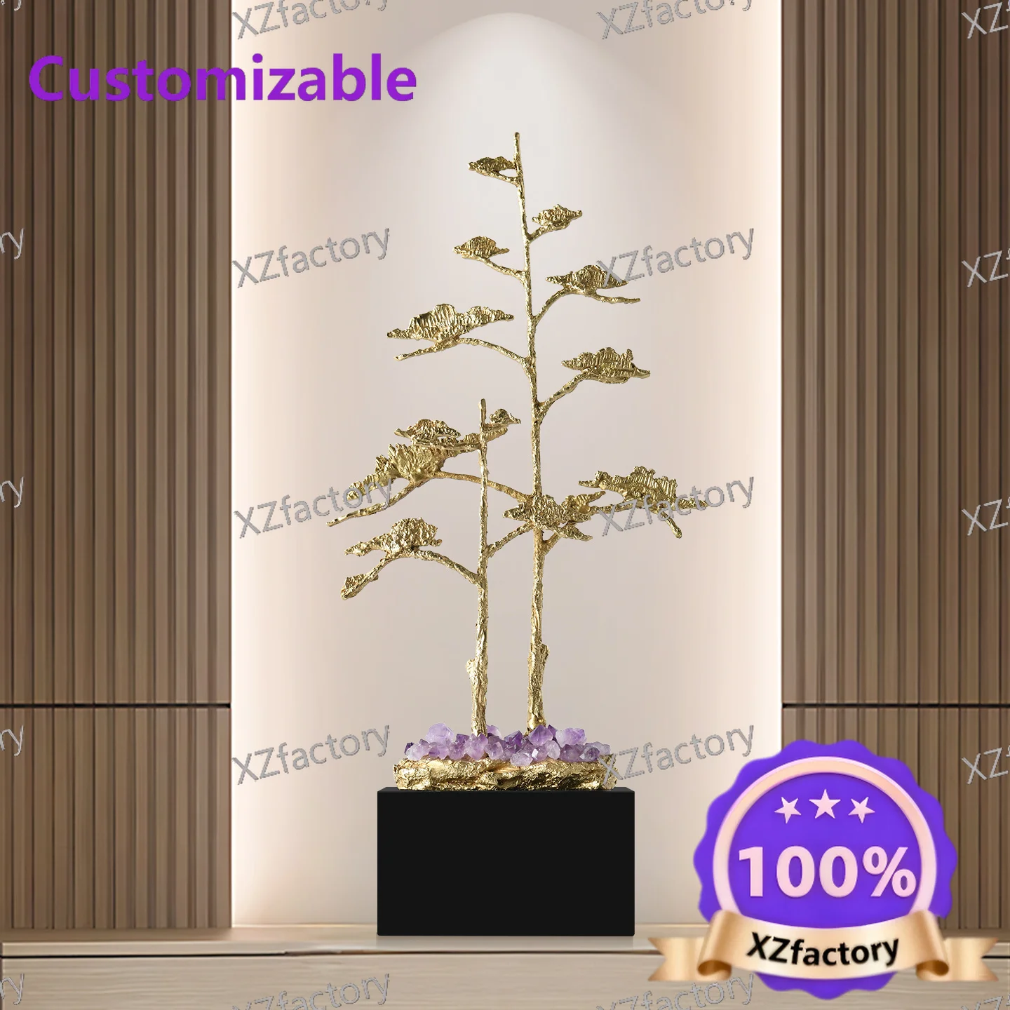 Factory Direct 2026 Top RatedBrass Lucky Pine Fortune Tree Entry Entrance Entrance Living Room Sofa Side Desktop Decorations Mov